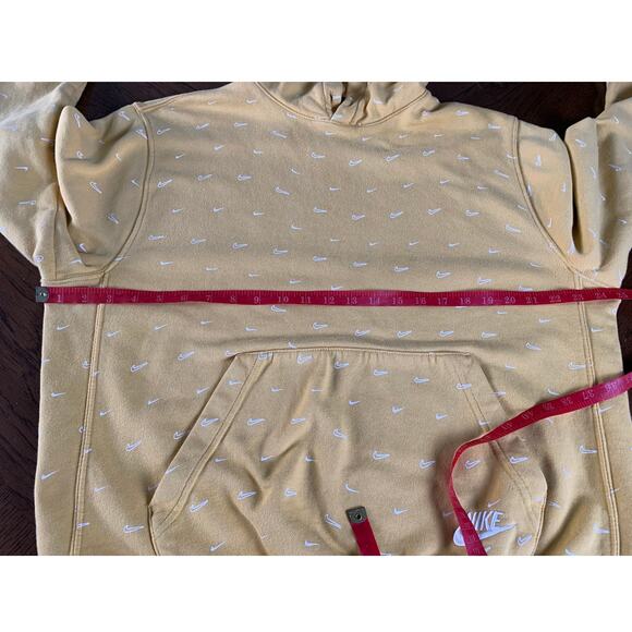 Nike All Over Swoosh Check Hoodie Yellow Size L - Picture 9 of 11